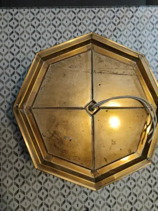 Lámpara farol antigua cristal y metal