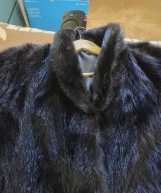 Abrigo piel tipo visón negro