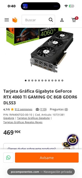 Gigabyte GeForce RTX 4060 Ti Tarjeta Gráfica