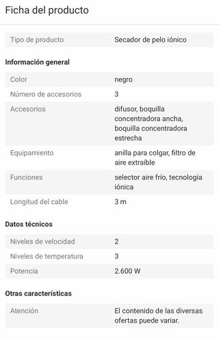 Secador Cecotec Bamba Ionicare 2600W