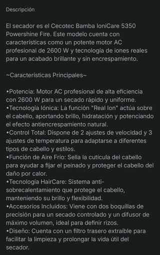 Secador Cecotec Bamba Ionicare 2600W