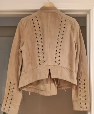 Cazadora Biker Ante Beige Claro