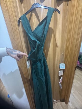 Vestido Purificación García verde con etiqueta