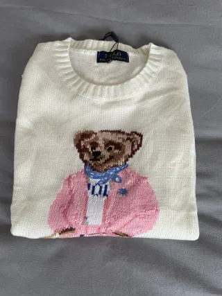 Jersey Polo Ralph Lauren Oso Rosa Blanco