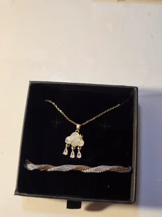 Collar y pulsera nube con gotas Stainlesssteel