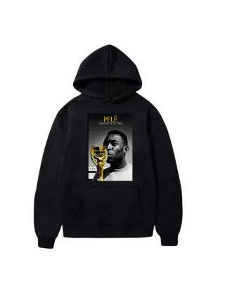 Sudadera Negra con Estampado de Pelé