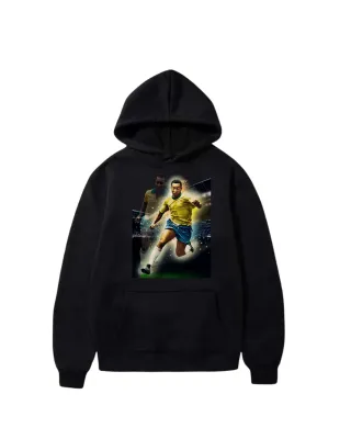 Sudadera Negra con Estampado de Pelé