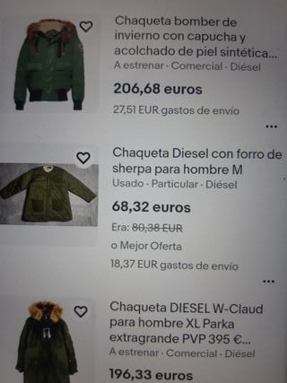 Chaqueta Diesel verde con capucha, 42/44