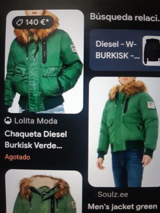 Chaqueta Diesel verde con capucha, 42/44