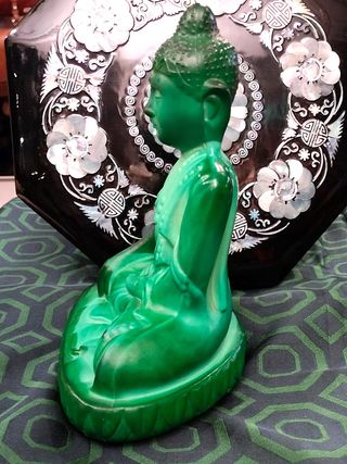 Buddha antico vetro malachite anni 30 Schlevogt