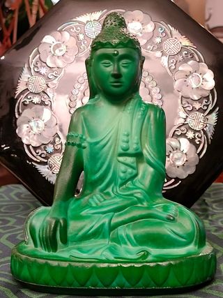 Buddha antico vetro malachite anni 30 Schlevogt