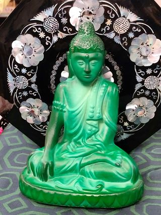 Buddha antico vetro malachite anni 30 Schlevogt
