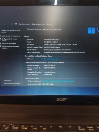 Portátil Acer Negro/Plateado