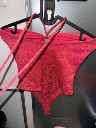 Body Bershka Rosa Brillo Trikini Talla S