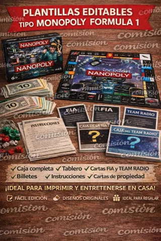 Plantillas Monopoly Formula 1 Editables