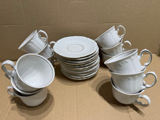 Juego 12 Tazas Café con Plato Porcelana