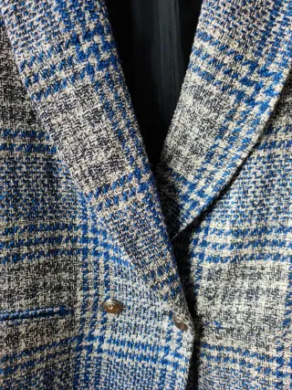 Americana Zara Azul y Gris, tipo tweed
