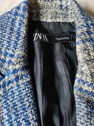 Americana Zara Azul y Gris, tipo tweed