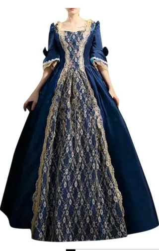 Traje Renacimiento Talla M Azul y Beige