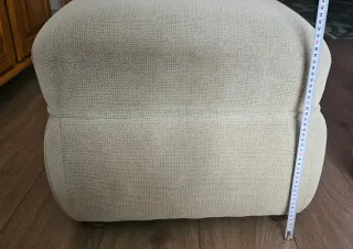 2 Sofás y 2 Puffs Tela Beige/Gris