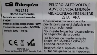 Microondas Orbegozo MI2115 blanco *