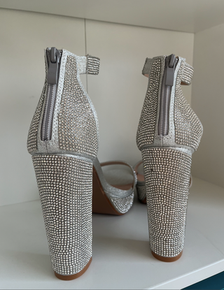 Sandalias plataforma plateadas brillantes