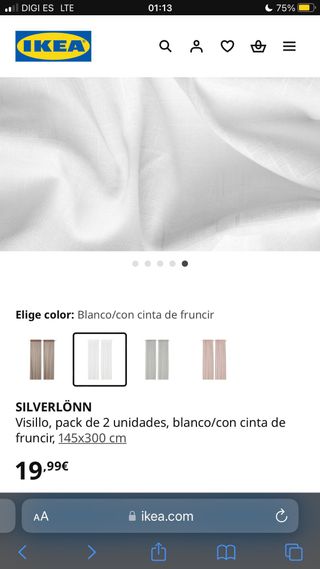 Cortina Ikea SILVERLONN Blanca