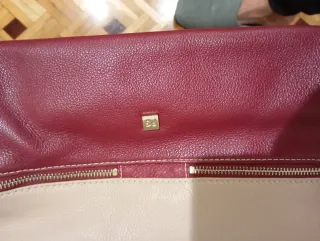 Bolso Purificación García Piel Beige y Rojo