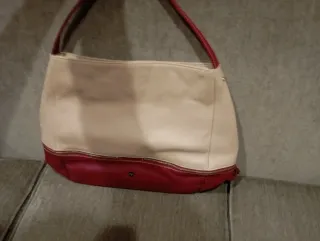 Bolso Purificación García Piel Beige y Rojo