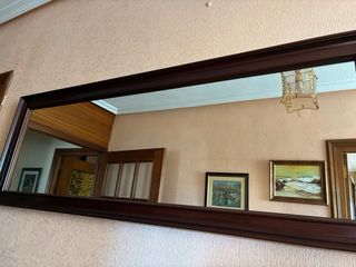 Consola de entrada mármol y madera y espejo