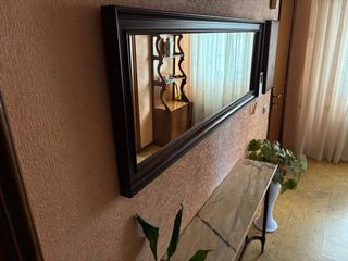 Consola de entrada mármol y madera y espejo