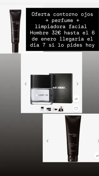 Lote Oriflame Hombre: Contorno Ojos, Perfume, Limp