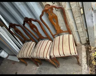 6 Sillas Antiguas Madera Tapizadas