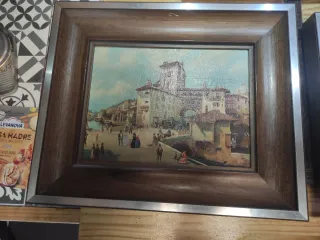 Lote 3 cuadros litografía sobre lienzo