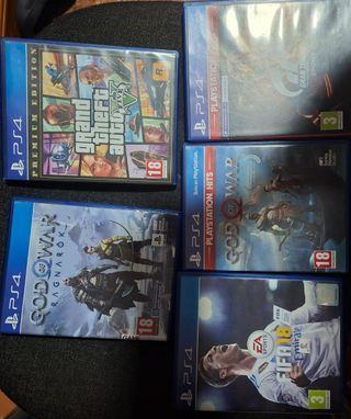 Lote 5 Juegos PS4: GTA V, God of War, FIFA 18