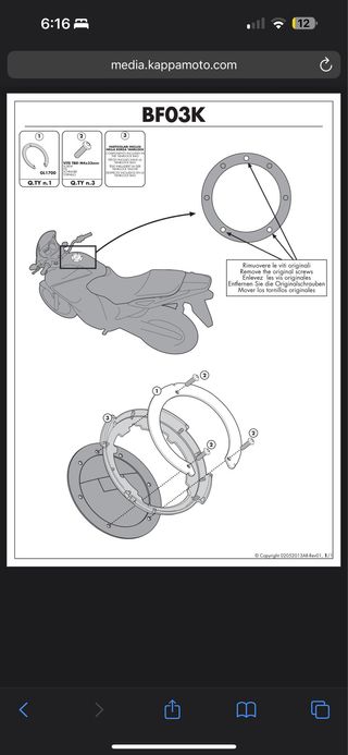 Bolsa Sobredepósito Kappa Tanklock + Kit Honda