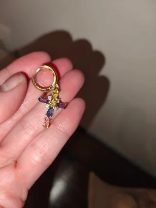 Pendientes aro cruz multicolor