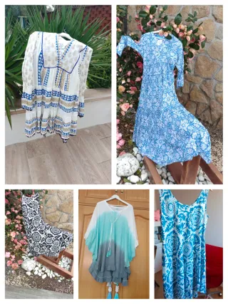 Vestido blanco y azul talla única