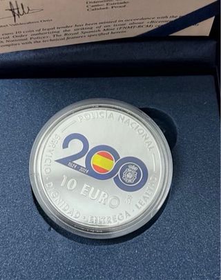 Moneda 200 años Policía Nacional 10 Euro Plata Pro