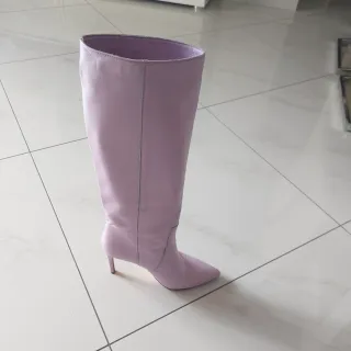 Stivali vera pelle lilla tacco alto