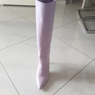 Stivali vera pelle lilla tacco alto