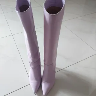 Stivali vera pelle lilla tacco alto