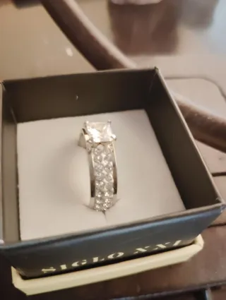 Anillo Acero Rodiado Princesa