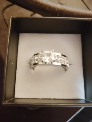 Anillo Acero Rodiado Princesa