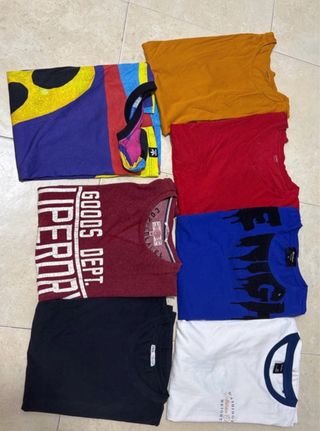 Lote Camisetas Chico Multicolor y Rojo