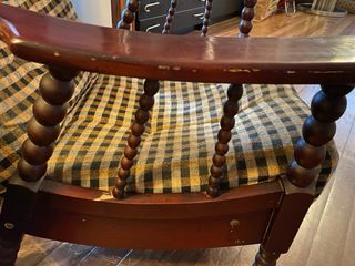 Poltrone vintage in legno e tessuto