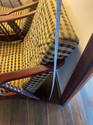 Poltrone vintage in legno e tessuto