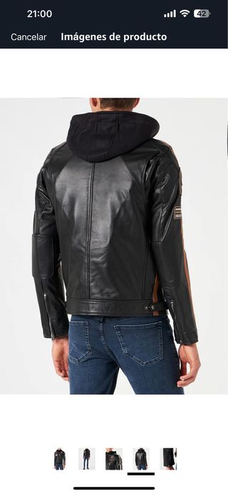 Chaqueta de cuero para moto hombre