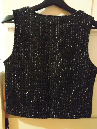 Chaleco mujer negro con dorado