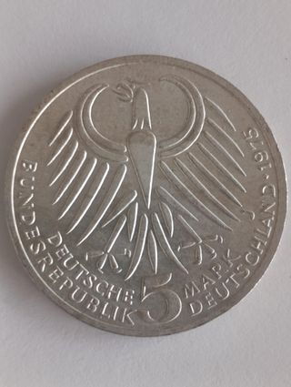 Moneda 5 Marcos Alemanes 1975 Friedrich Ebert